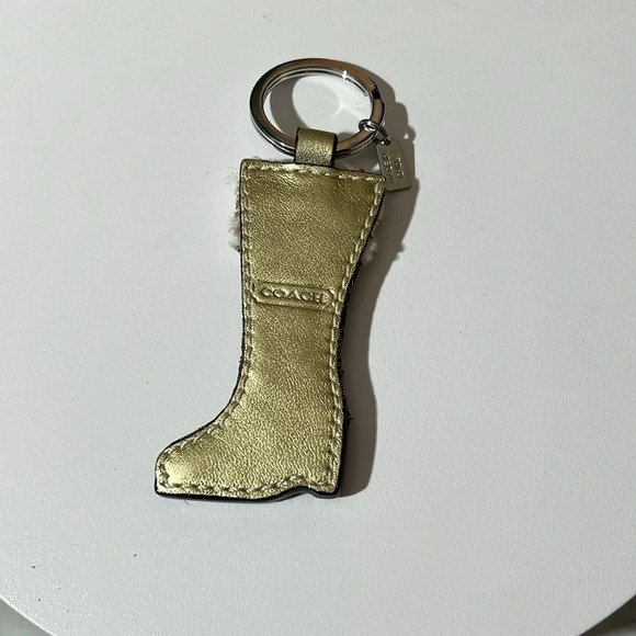 *COACH* Brown Signature Sherpa Winter Boot Keychain In LNC - Picture 4 of 5